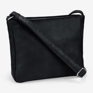 Bolso bandolera negro con solapa efecto serpiente