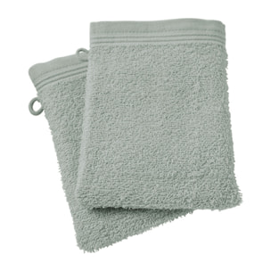 Lot de 2 gants de toilette éponge "Spa" 15 x 21 cm / 400 gr/m² - "Spa" Céladon