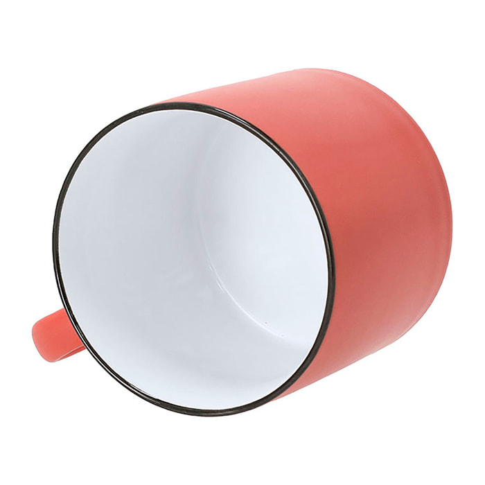 Pack de 6 Tazas de cerámica de 400 ml de capacidad de acabado exterior mate y borde en color negro.