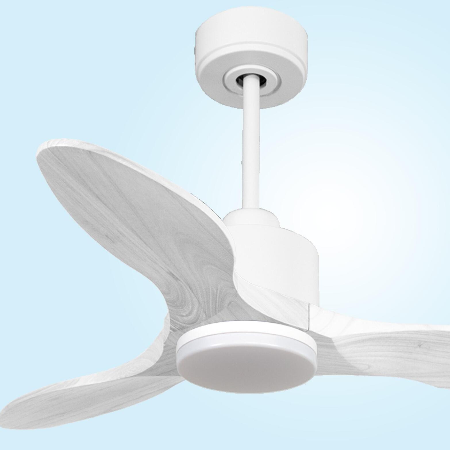 Ventilateur de plafond Réversible  Thermostat Dimmable Wifi Moteur à courant continu Toits en pente Télécommande Lumière à trois tons Hypersilence Mémoire