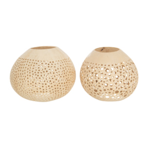 J-Line photophore Noix De Coco - rotin - naturel - 2 pièces