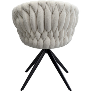 Chaise avec accoudoirs pivotante Knot Boucle blanche Kare Design