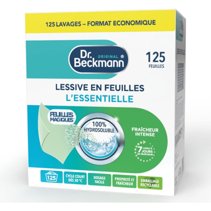 Lessive DR BECKMANN en feuilles L'Essentielle x125 lavages