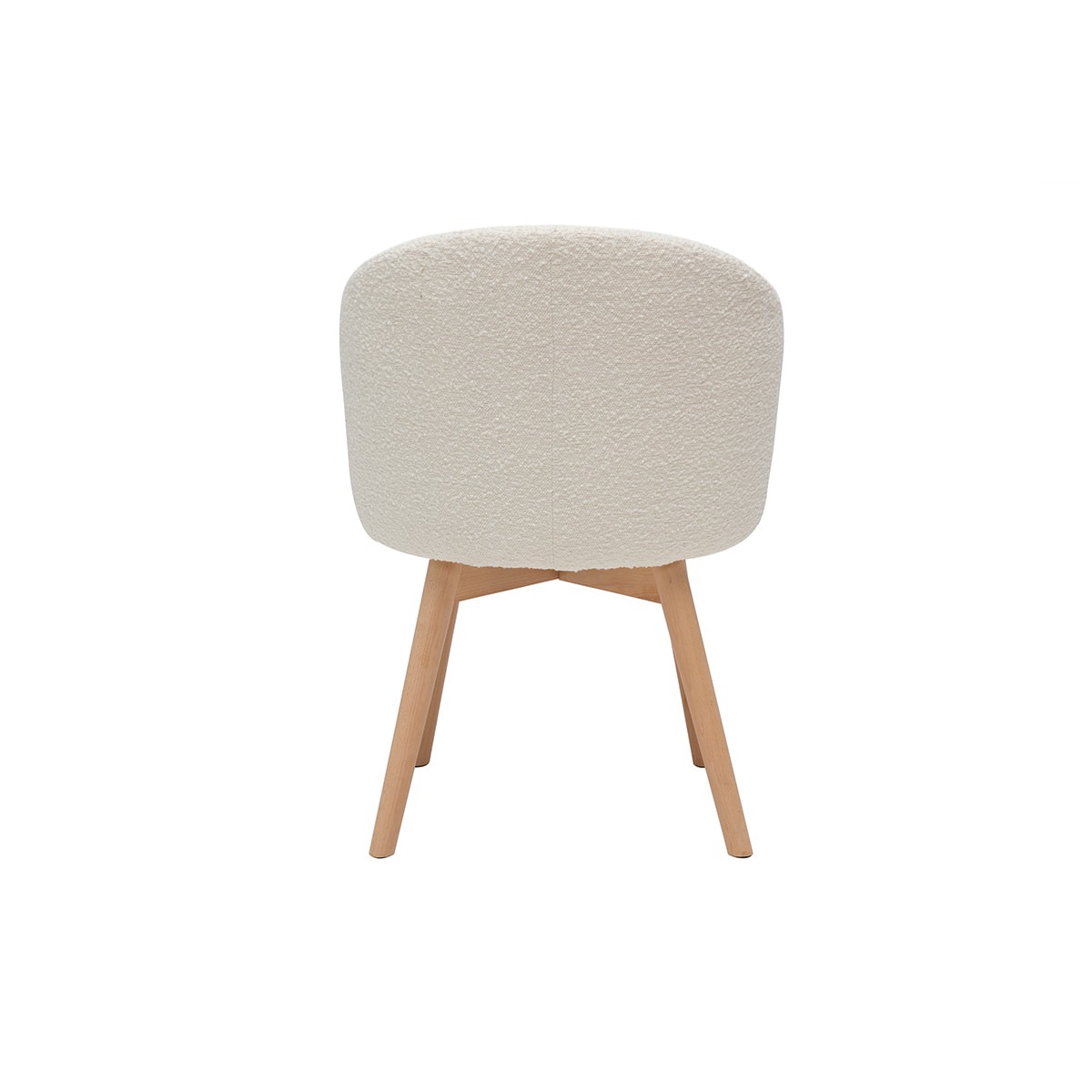 Chaises scandinaves en tissu effet laine bouclée blanc cassé et bois clair massif (lot de 2) VANITY