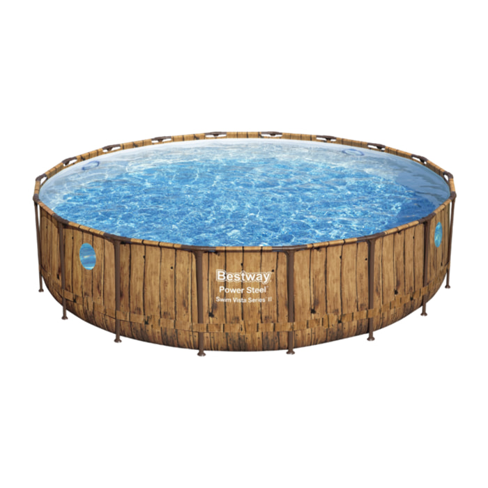 Bestway Piscine hors sol Ronde Power Steel Swim Vista Motif bois 549 x 122 cm