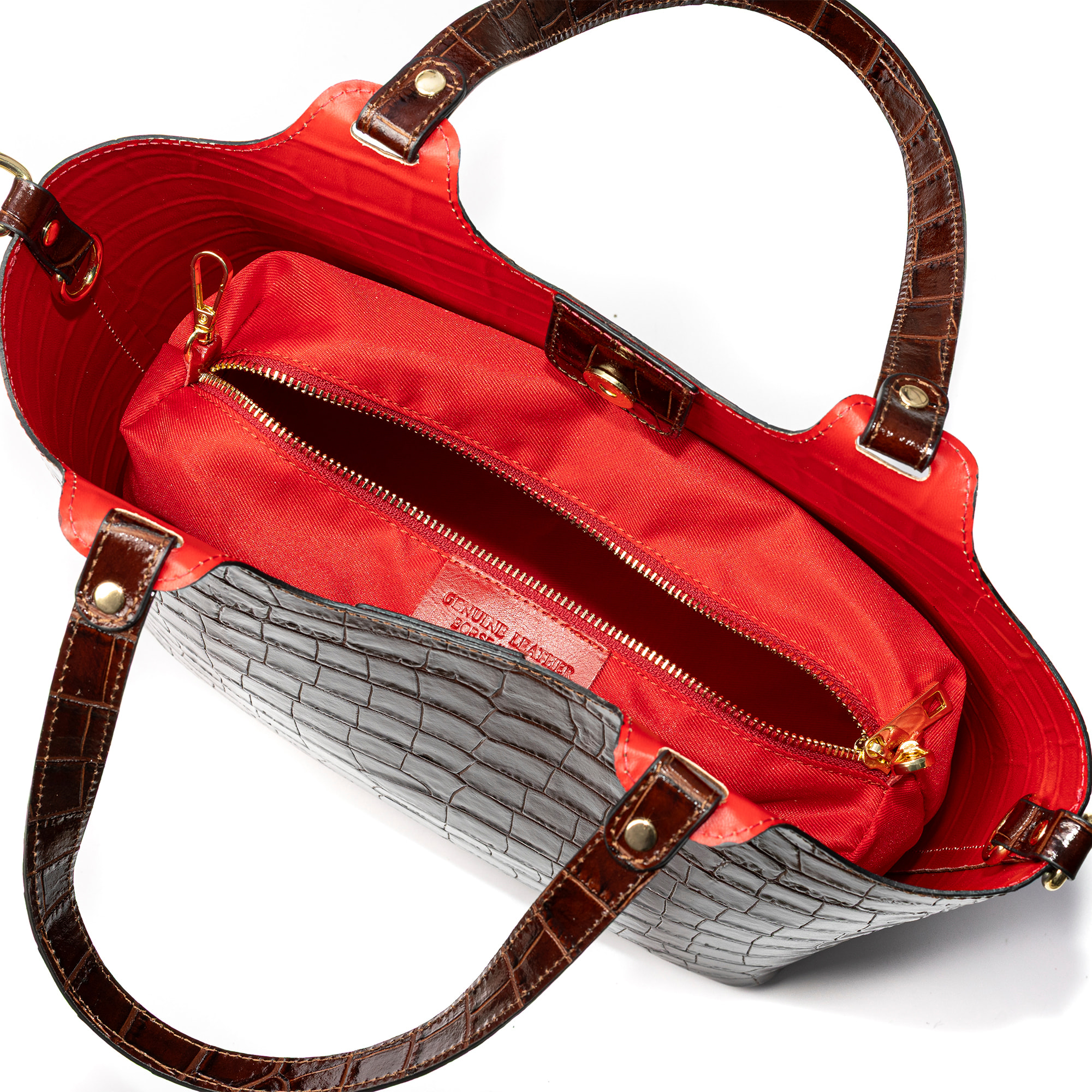 Borsa shopper Avolasca donna. Vera pelle Crosta stampa coccodrillo.