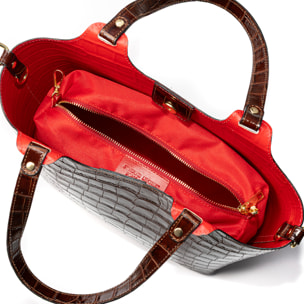 Borsa shopper Avolasca donna. Vera pelle Crosta stampa coccodrillo.