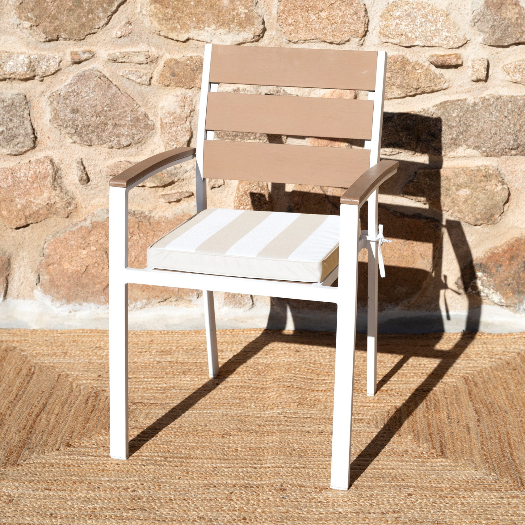 Galette de chaise imperméable déhoussable à rayures ARCACHON - Lin