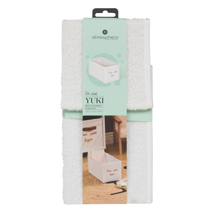 Boîte de rangement en bouclette Yuki pliable 14x29cm blanc
