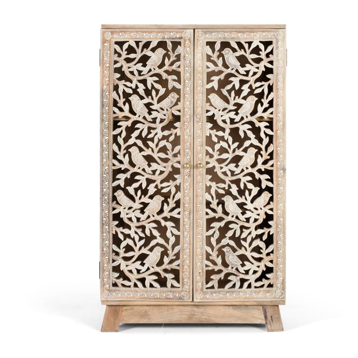Muebles Auxiliare de Madera de Mango, Mdf 70 Cm Estilo Atresanal Tallado
