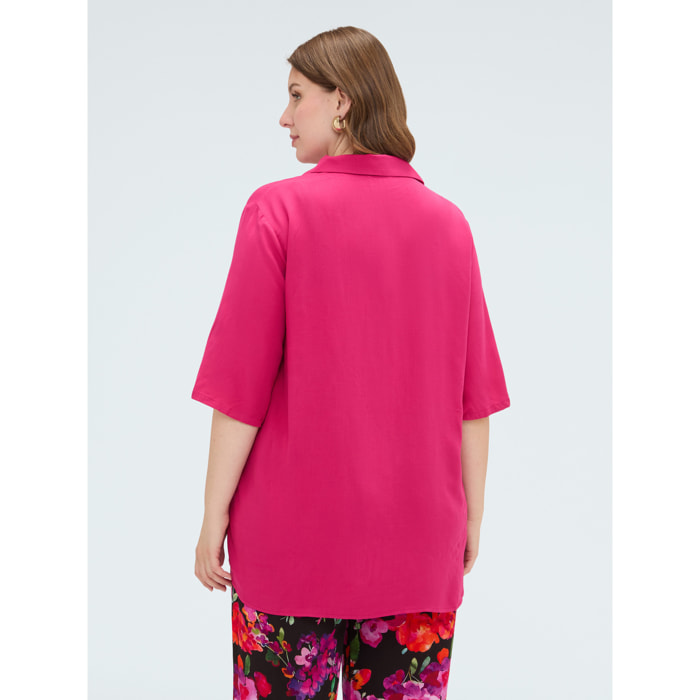Fiorella Rubino - Blusa boxy con collo polo - Fucsia