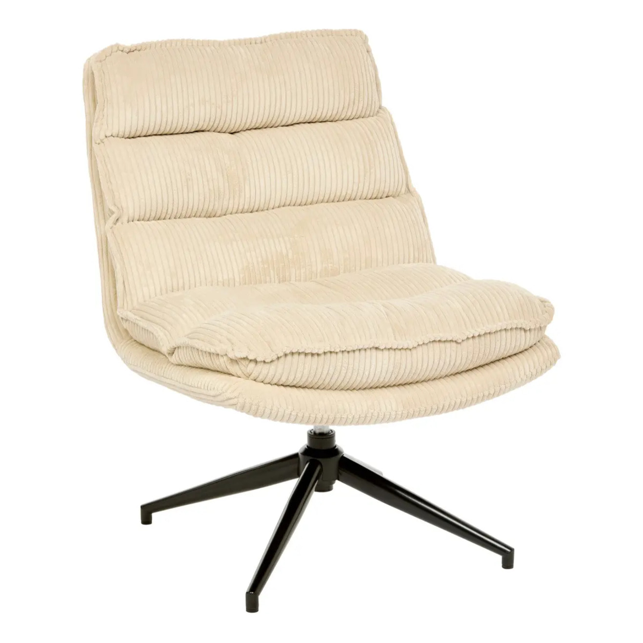 Fauteuil Pivotant Harper en Tissu Beige L74,5xl64xH87 cm