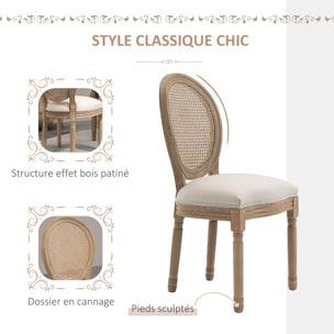 Lot de 2 chaises médaillon – Style Louis XVI – Dossier cannage