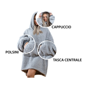 Felpa Coperta con Cappuccio Oversize Con Maniche Fantasia Fluffy