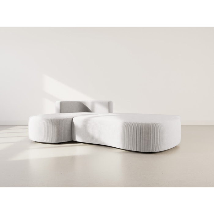 Mahina - canapé d'angle gauche 4 places convertible avec coffre en velours côtelé - Gris clair