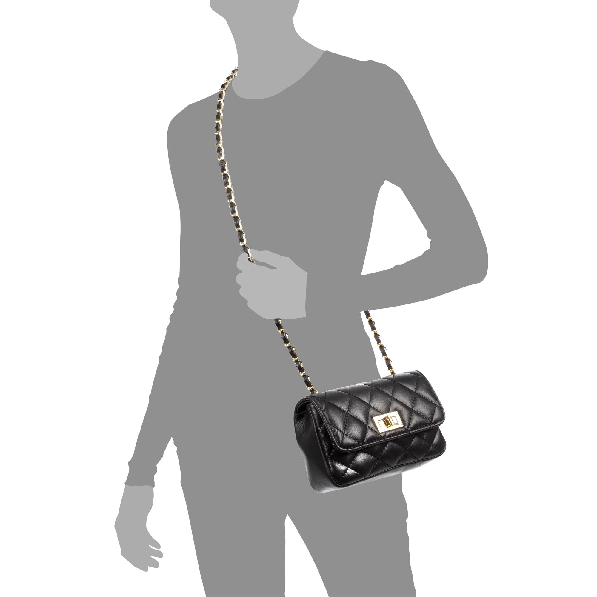 Amaro borsa a tracolla Donna. Pelle autentica Sauvage Trapuntata.