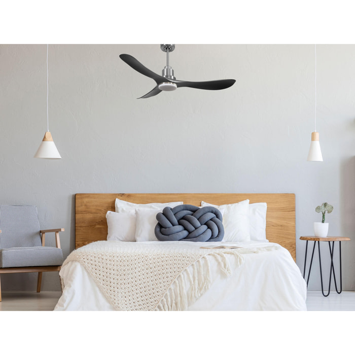Ventilateur de plafond Réversible  Thermostat Dimmable Wifi Moteur à courant continu Toits en pente Télécommande Lumière à trois tons Hypersilence Mémoire