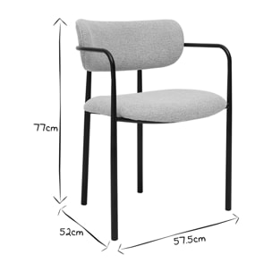 Chaises en tissu texturé beige et métal noir (lot de 2) SWIFT