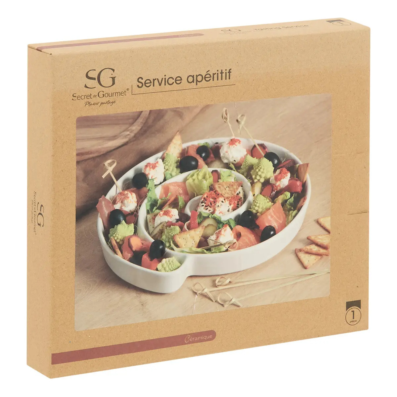 Assiette de présentation Cherry Cherie blanc L25xp22xH3,5cm