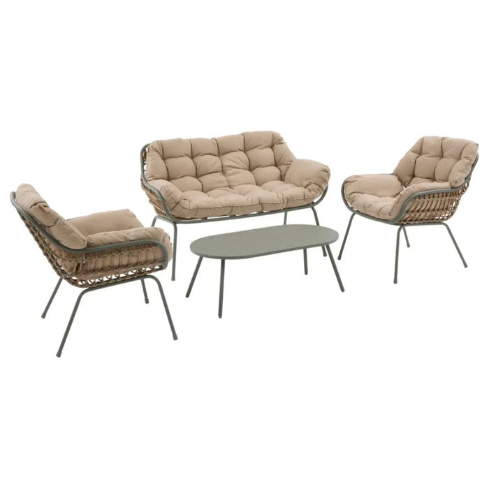 Salon de jardin Paopao 4 places vert laurier