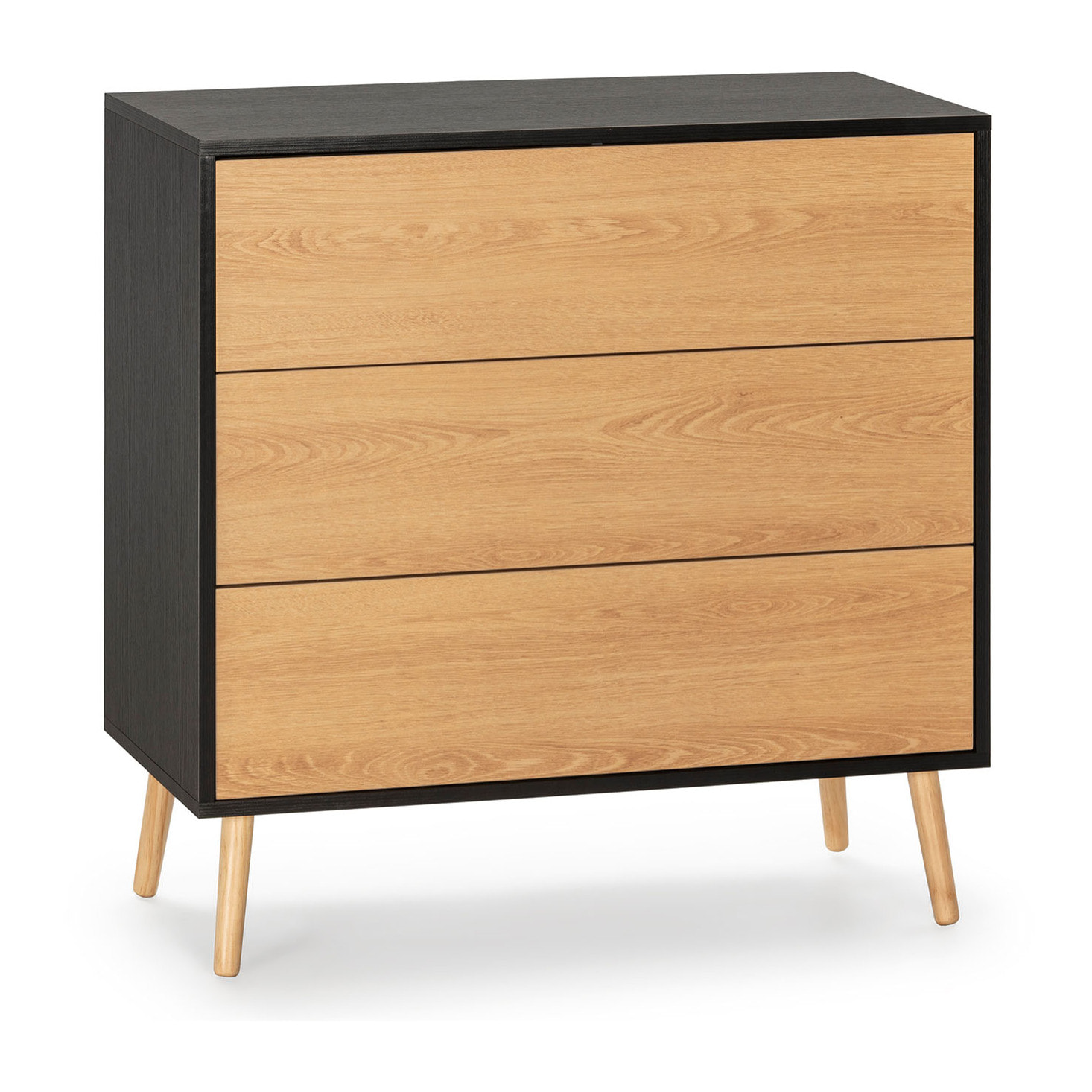 Cómoda de noche Apolo 3 cajones Color Negro/Madera