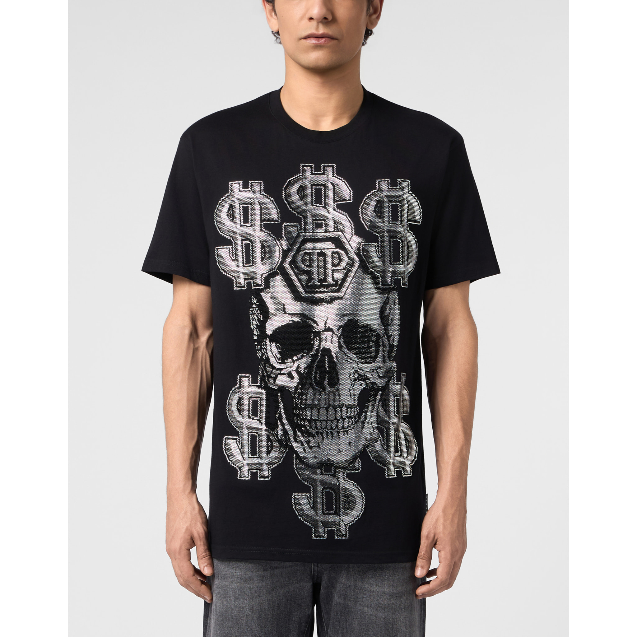 PHILIPP PLEIN Camiseta de cuello redondo y manga corta SKULL