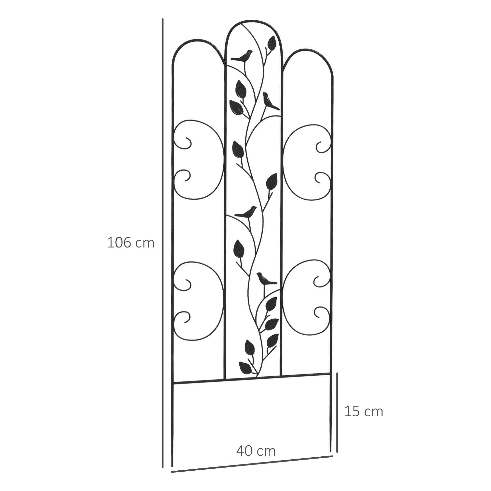 Juego de 4 Enrejados de Jardín Soportes para Enredaderas de Acero para Plantas Trepadoras y Decoración Exterior Patio Terraza 40x106 cm Negro