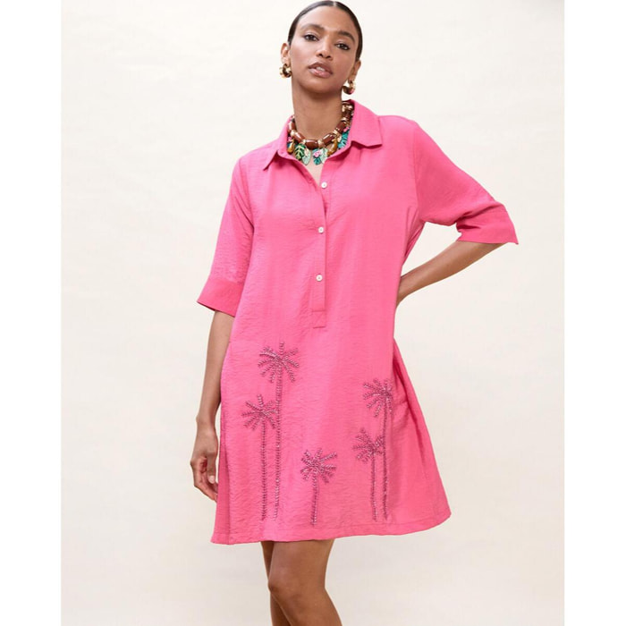 Abito corto con dettagli di palma abbinati