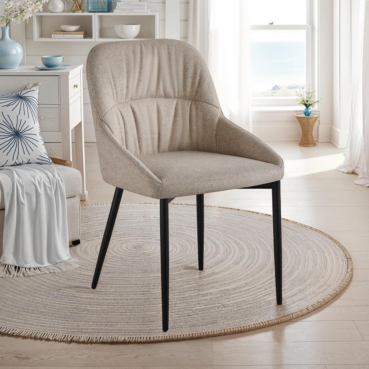 Lot de 4 chaises de salle à manger Tomasucci ALICE, en tissu, beige, 57 × 50 × 85 cm