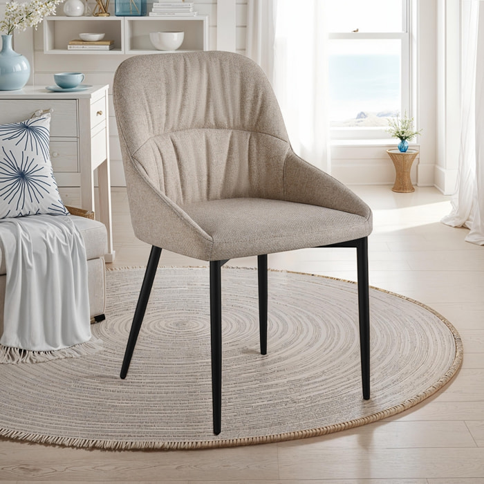 Lot de 4 chaises de salle à manger Tomasucci ALICE, en tissu, beige, 57 × 50 × 85 cm