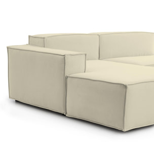 Divano fisso Licia, Divano componibile a 4 posti con penisola sinistra, 100% Made in Italy, Sofà moderno in tessuto, Cm 340x170h70, Beige