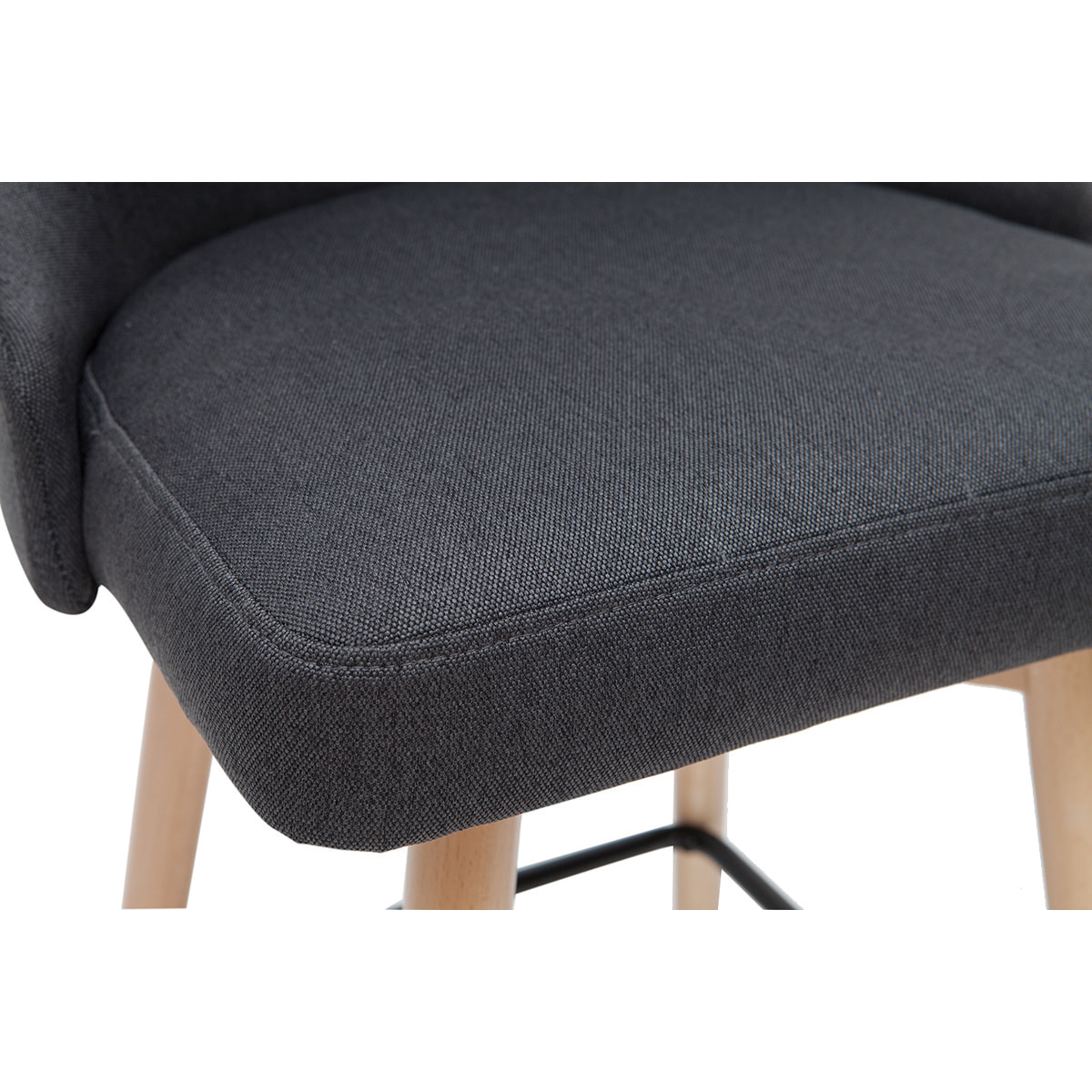 Tabourets de bar scandinaves pivotants 360° en tissu gris foncé et bois hêtre massif H65 cm (lot de 2) HASTA