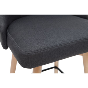 Tabourets de bar scandinaves pivotants 360° en tissu gris foncé et bois hêtre massif H65 cm (lot de 2) HASTA