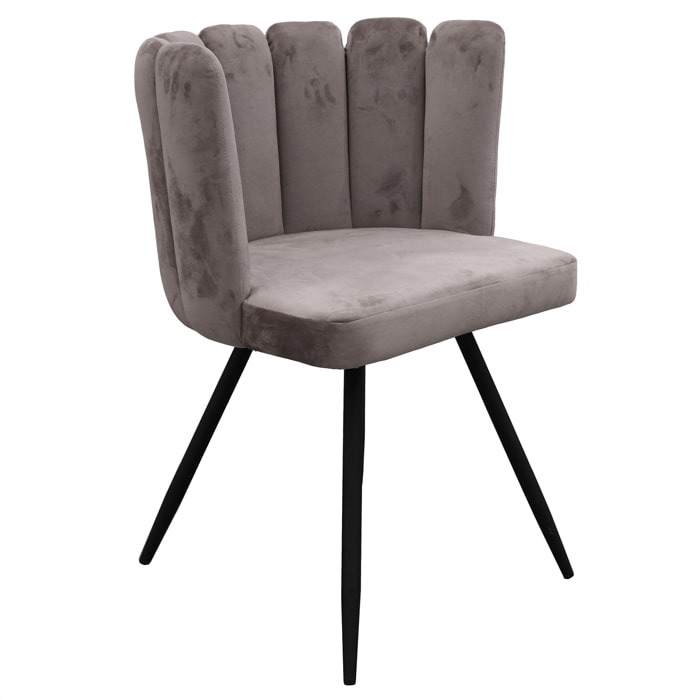 Chaise Ariel Velours Gris - Lot De 2