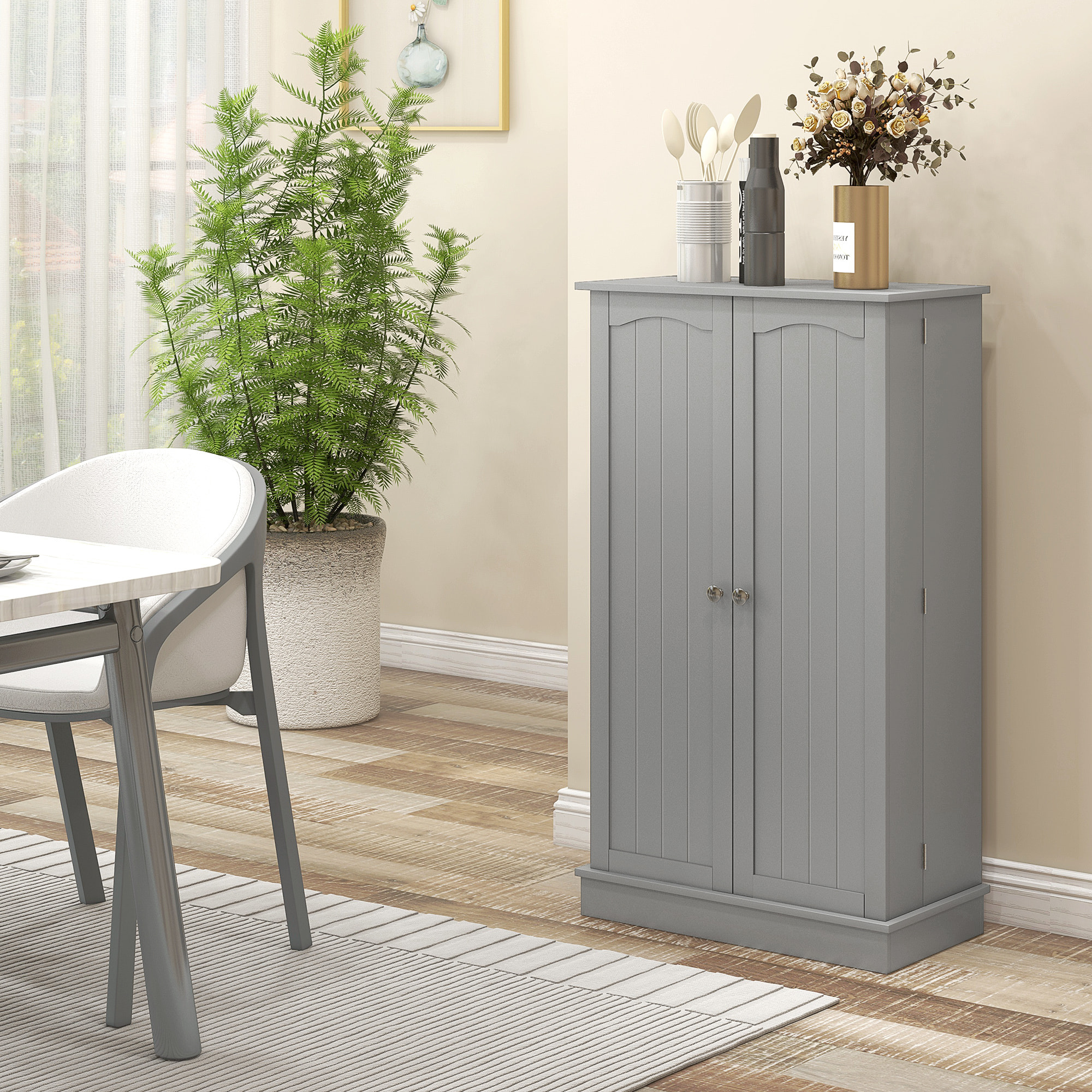 Armoire de cuisine rangement épices 2 portes 4 étagères 12 porte-épices dim. 60 x 30 x 104 cm gris