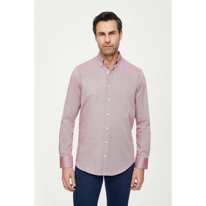 Camicia Uomo 1 Bottone Button Down Slim Cotone Unito Lilla