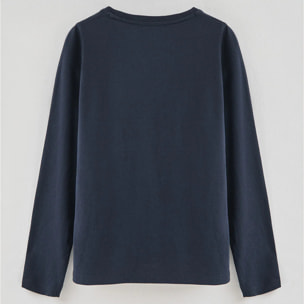 Pack mujer de dos camisetas azul marino y blanca de manga larga y logo bordado Rigby Go