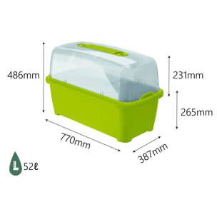 Huerto Urbano con invernadero de 52 litros color verde