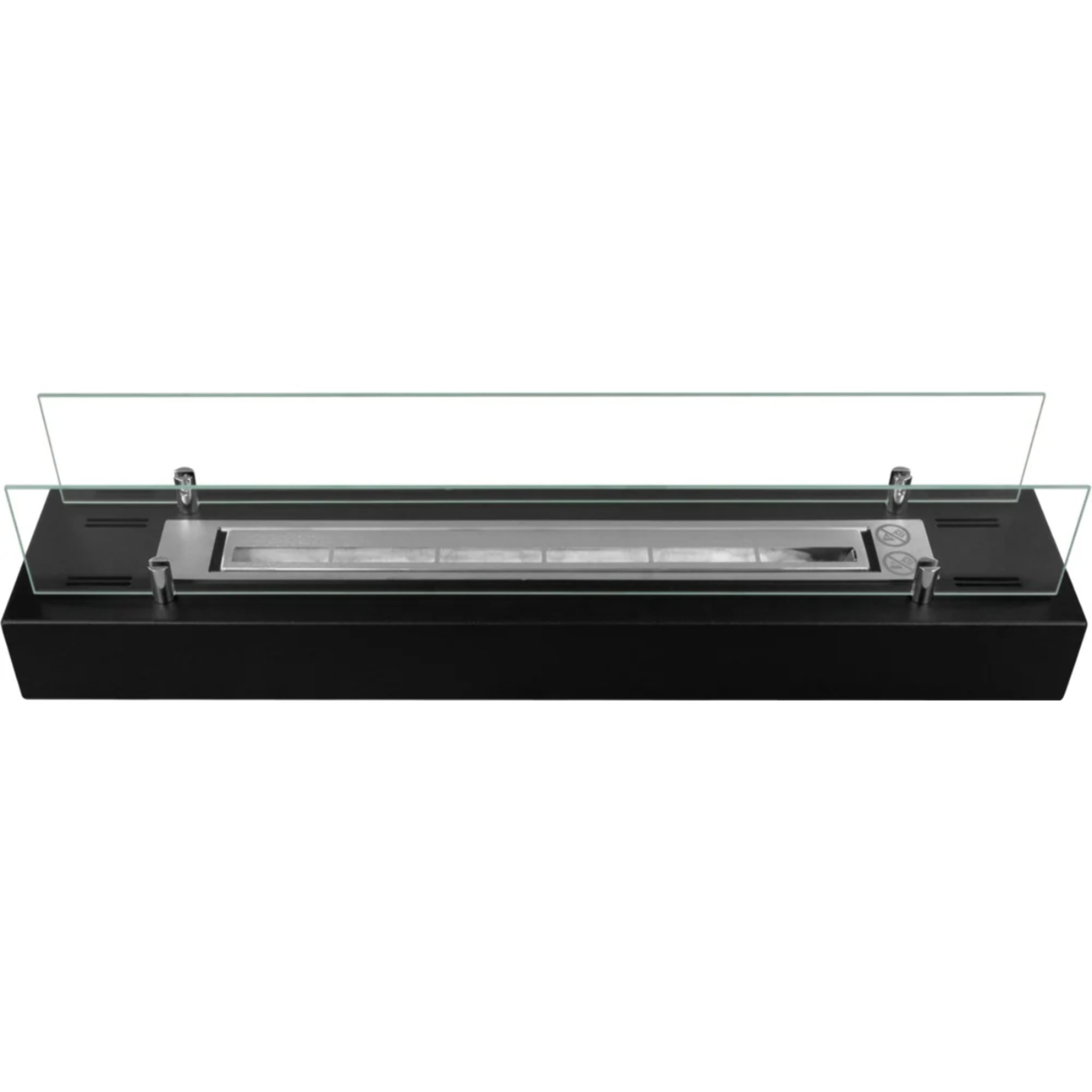 Camino A Bioetanolo Da Appoggio 70x16,7x14,4 cm con Bruciatore 0,75lt in Acciaio Inox Nero
