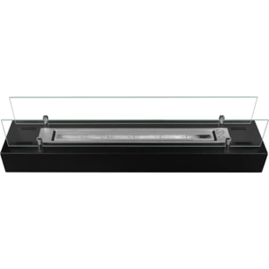 Camino A Bioetanolo Da Appoggio 70x16,7x14,4 cm con Bruciatore 0,75lt in Acciaio Inox Nero