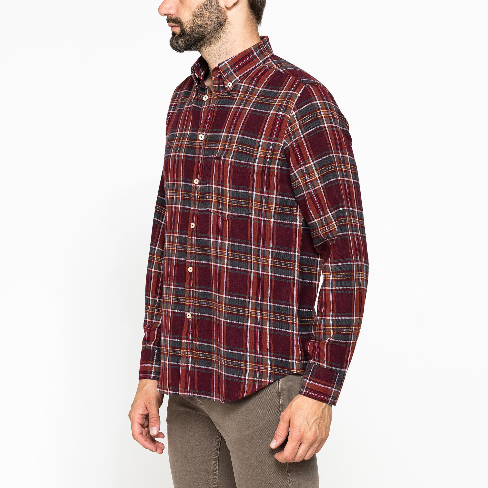 CAMICIA FANTASIA TINTO FILO IN FLANELLA LEGGERA