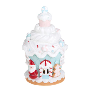 Casetta con Santa+Led - Pezzi 1 - Colore Bianco - 12x19Hx12cm - Bianchi Dino