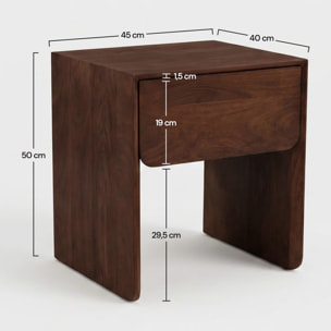 Table de chevet en bois de manguier marron foncé - Achille