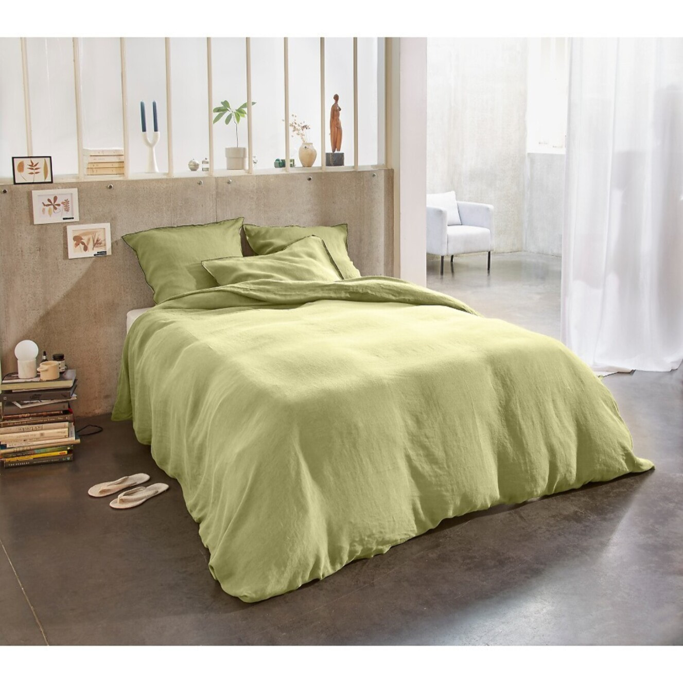 Parure Housse De Couette 3pcs 100% lin LavÉ 160g Beurre