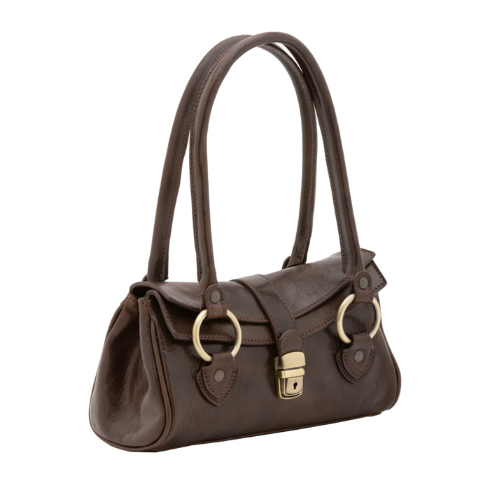 Borsa a bauletto  da donna In Vera pelle Made in Italy 29x15x12 cm