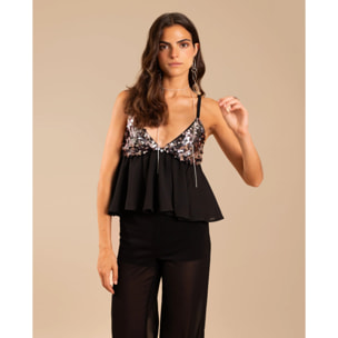 Top de mujer de tirantes con lentejuelas