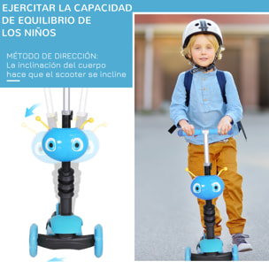 3 en 1 Patinete para Niños de +18 Meses o Scooter de 3 Ruedas con Asiento Extraíble Manillar Mango de Empuje Altura Ajustable 62x25x72,5 cm