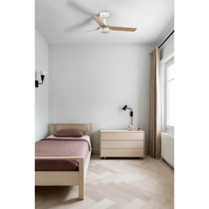 MINI PUNT S LED Ventilatore a soffitto bianco/legno chiaro