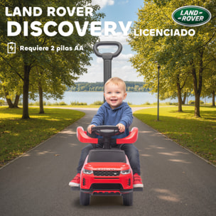 Coche Correpasillos 2 en 1 para Niños de 18-36 Meses LAND ROVER DISCOVERY, Correpasillos con Espacio de Almacenaje, Bocina, Volante, Mango de Empuje y Barandilla Extraíbles, Rojo