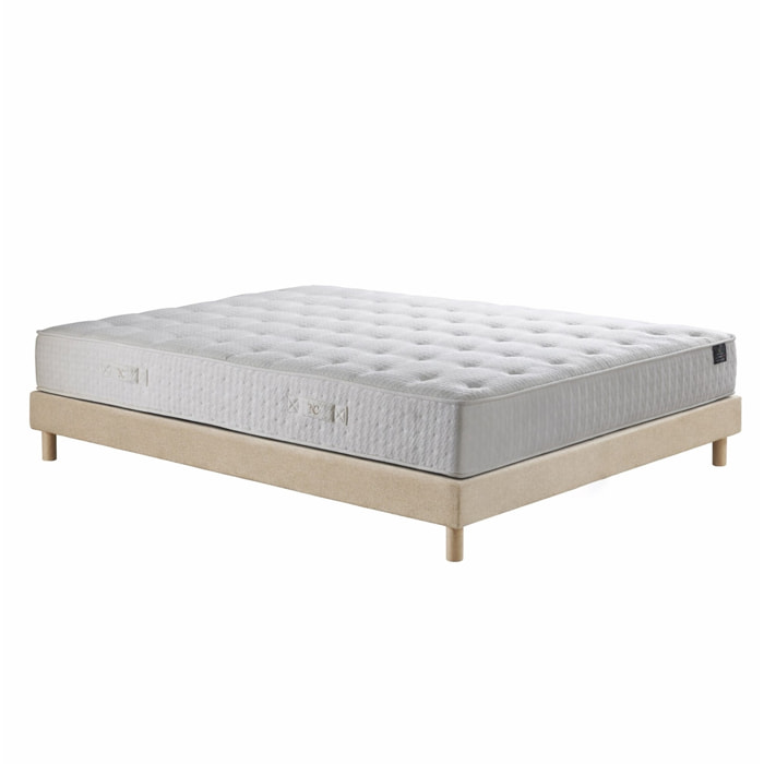 Ensemble matelas ressorts ensachés ARTÉMIS 2, accueil mémoire de forme, H26 cm, sommier beige